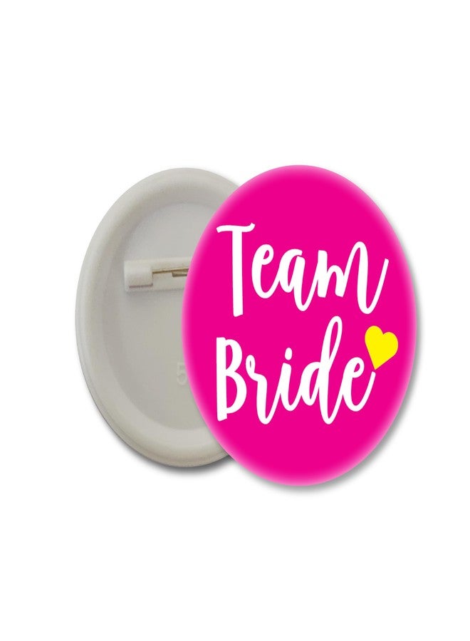 D2C Wedding Party Badges Set, Team Bride and Team Groom Pins, Pink and Blue Colours with Heart Design (Team Bride, 10)